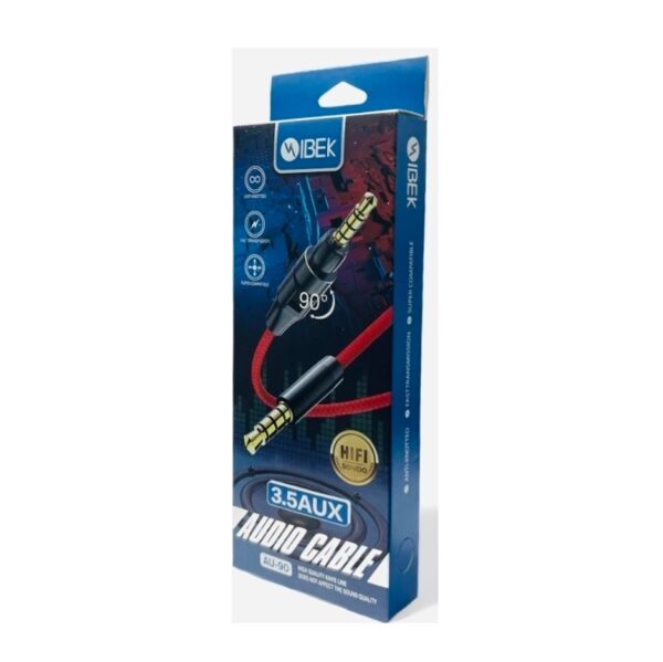 Cable de audio auxiliar Plug 3 1/2 3.5 Mm Stereo y Microfono 90 Grados 1,2 Metros