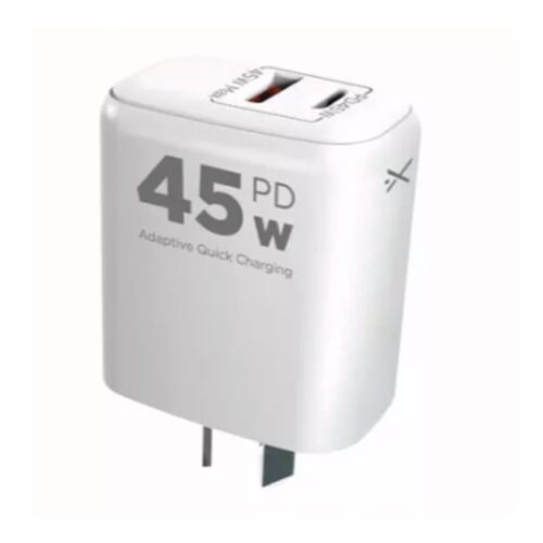 Cargador Usb Cabezal Carga Rapida Optimium - 45W - 1 Usb + 1 Usb Tipo C - Xaea - Blanco Only Mod501 sin cables