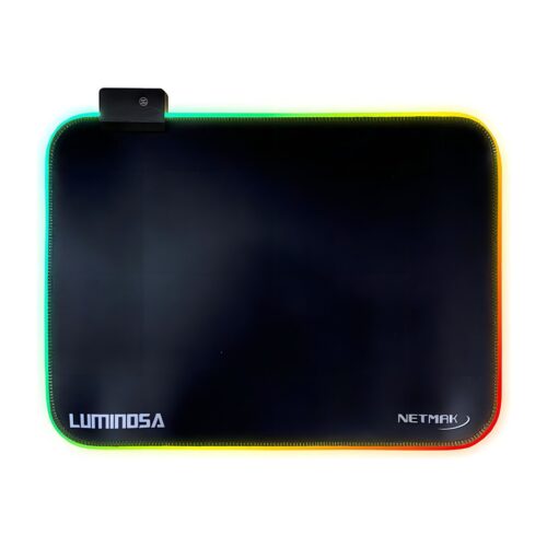 Mouse Pad Gamer Luz Led Rgb Retroiluminado Mouse Pad Gaming Netmak Color Negro
