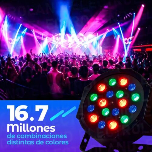 Proton Luz Flash 18 Led Regulable Efecto Boliche Fiesta Audioritmico Dj Rgb Dmx