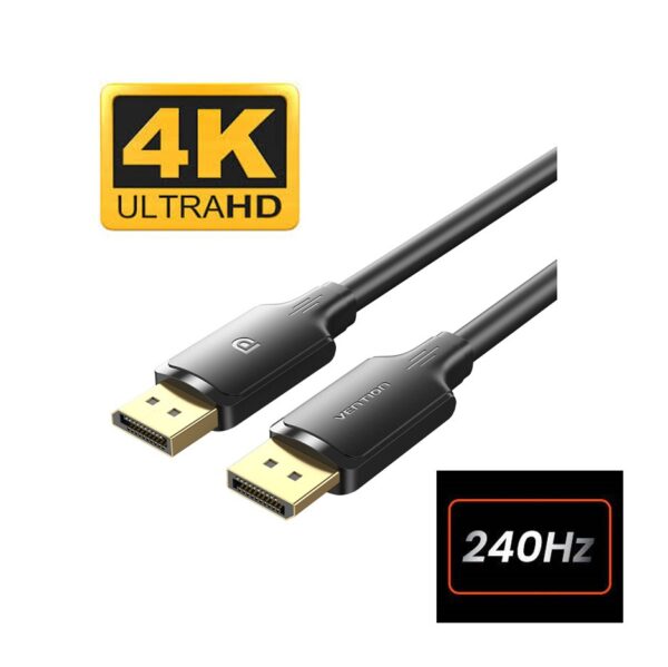 r201434.jpg Cable DisplayPort 1.2 Vention Certificado Profesional 4K HDR Hasta 240hz 32 Gbps 1 Metro