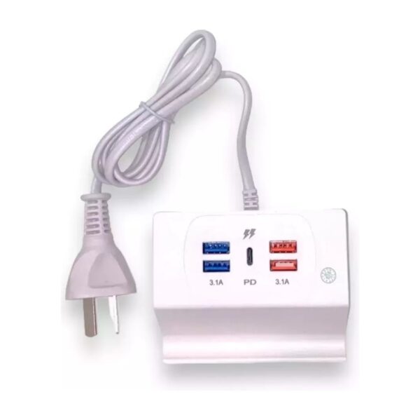 r201440.jpg Dock Cargador Base Estacion 4 Usb + Tipo C Stand De Carga 3.1a