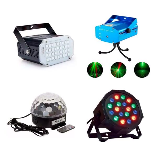 Combo Luces Dj Fiesta Boliche Bola Grande + Proton 18 Dmx + Laser Green + Flash Rgb