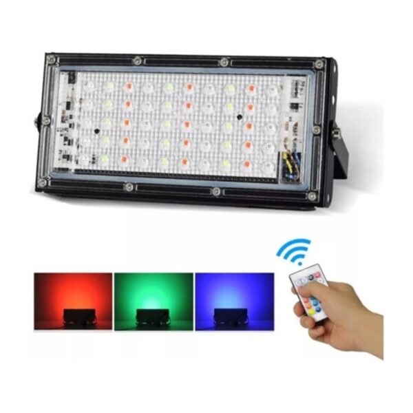 Reflector Led Rgb 50w Control Remoto Colores Ip65 220v Boliche Fiesta Dj