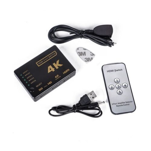 Switch Hdmi Divisor Selector Adaptador 5 En 1 Con Control Remoto Sm-F7808