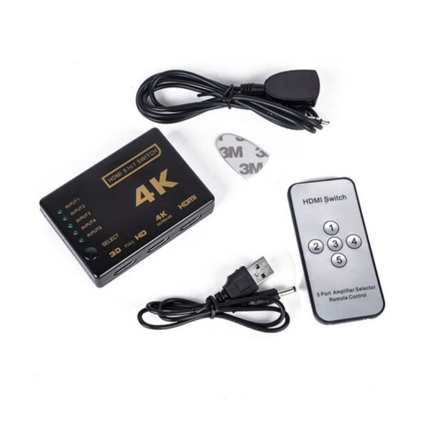 Switch Hdmi Divisor Selector Adaptador 5 En 1 Con Control Remoto Sm-F7808