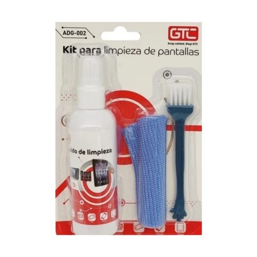 Kit Limpia Pantalla Gtc Adg-002 100Ml 1 Pano 13X13Cm Cepillo 5 Dedos Tv Lcd Monitor Tablet Celulares