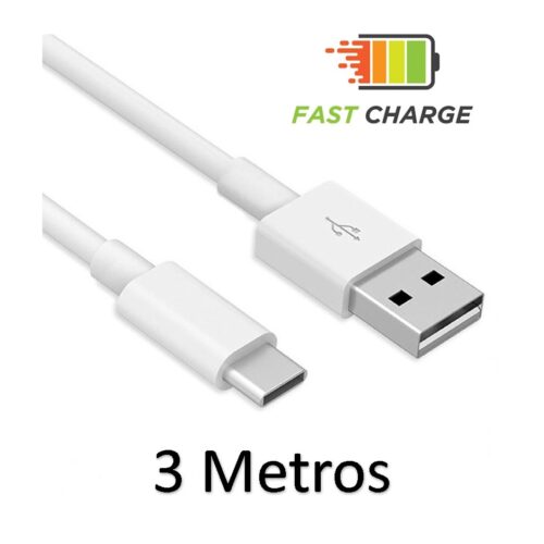 Cable Cargador Celular Usb a Tipo C Blanco 3M 3.1A Carga Rapida Only Mod72