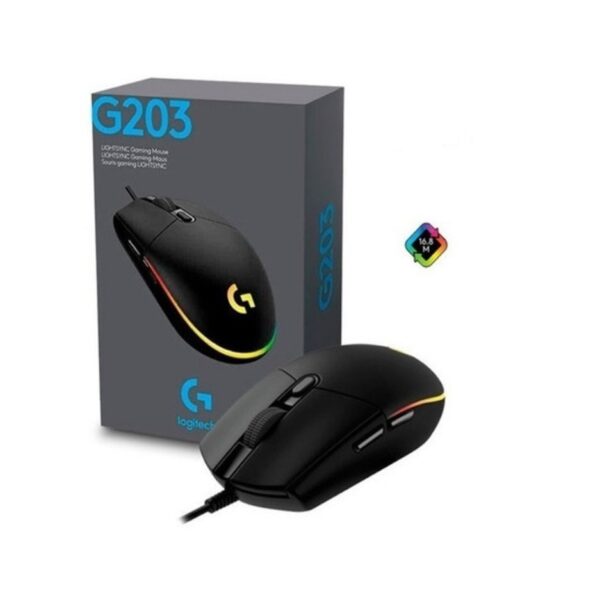 Mouse Usb Gamer Logitech G203 Gaming Lightsync Black