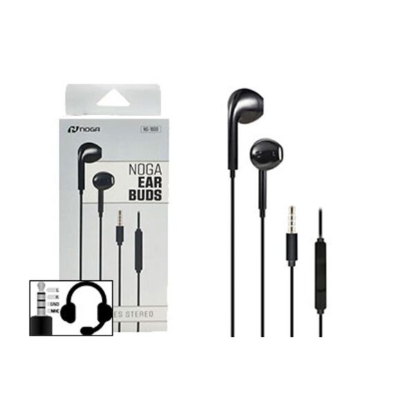 Auricular Tapon Noganet Ng-1600 Flat Manos Libres Negro