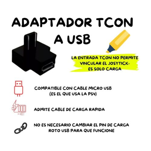 Adaptador Cable Tcon A Micro Usb Pin Roto Compatible Con Ps4
