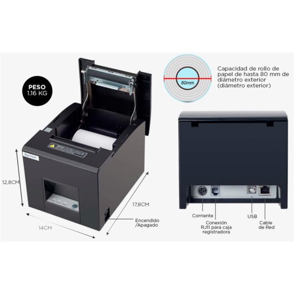Impresora Termica Xprinter XP-E200 300mm/s 80mm Kiosko Bar Cafe Restaurant
