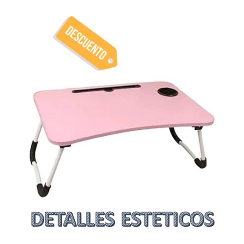 Mesa Cama Plegable Desayunadora Bandeja Notebook Rosa Con Marcas esteticas