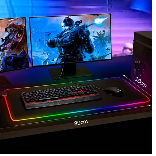 Mouse Pad Gamer Led Rgb Xxl 80 x 30 cm x 3mm Retroiluminado Waterproof