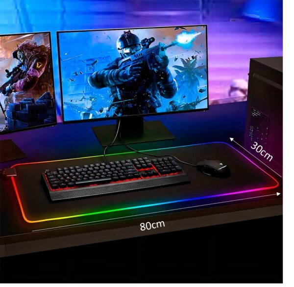 Mouse Pad Gamer Led Rgb Xxl 80 x 30 cm x 3mm Retroiluminado Waterproof