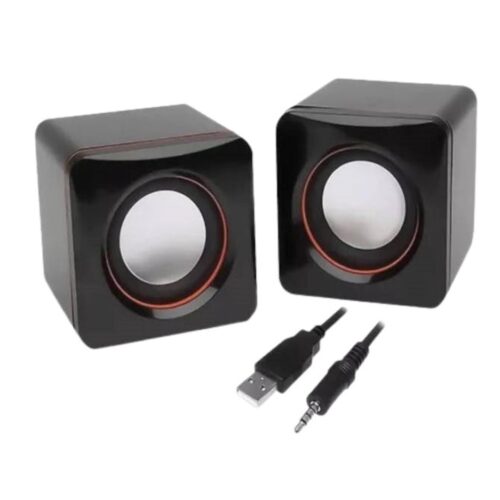 Parlante Mini Stereo Para Pc Con Cable Plug 3.5 mm BT-22001 Alimentacion Usb