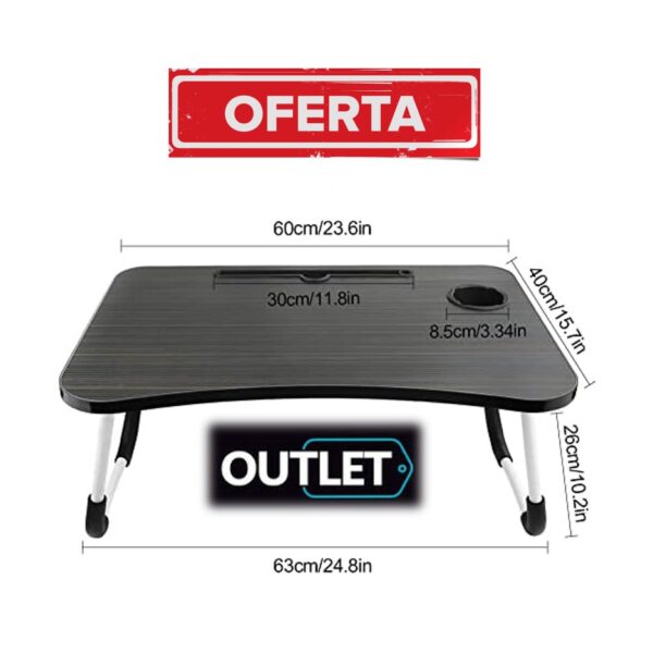 Mesa Cama Plegable Desayunadora Bandeja Notebook Negra Beteada Con Marcas esteticas
