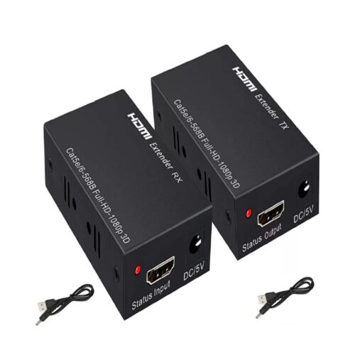 Adaptador Extensor Alargue Hdmi Por Cable De Red Rj45 Lan 60 Metros Cat6