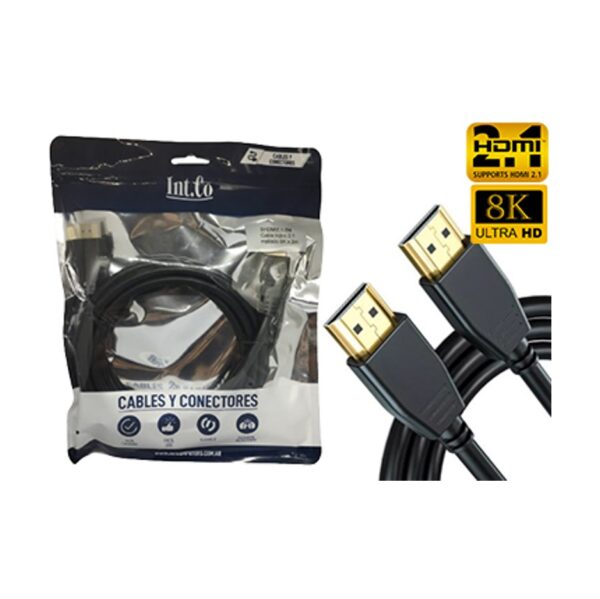Cable Hdmi 2 Mts Intco 2.1V 8K 60Hz 4K 120Hz 48Gps