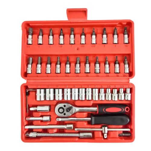 Caja Set Herramientas Juego Llave Tubo Crique Kit 46 Piezas