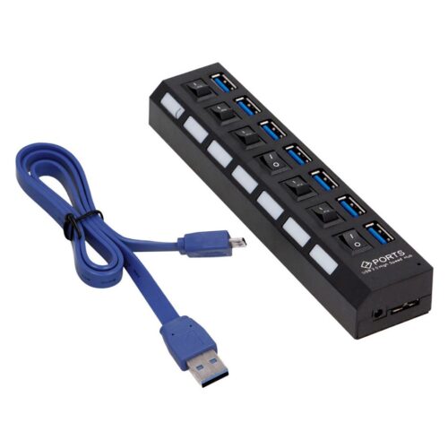 Hub Usb 7 Salidas 3.0 Con Tecla On-off Y Fuente Alimentacion opcional