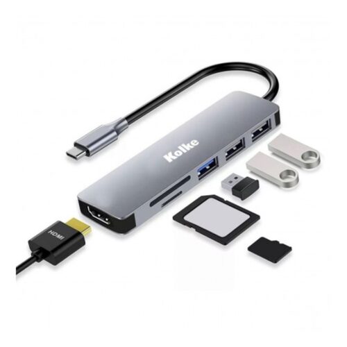 Hub USB-C Tipo C Kolke Hdmi Usb 3.0 2.0 Tarjeta Sd KCH-680 6 En 1