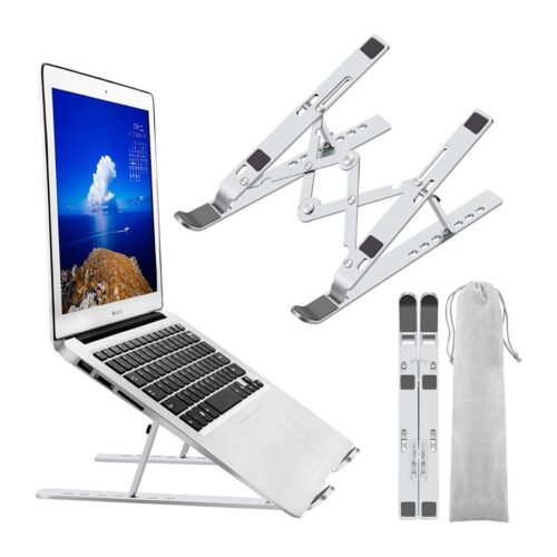 Soporte Base Notebook Regulable Plastico - Aluminio Tablet Celular Color Plateado
