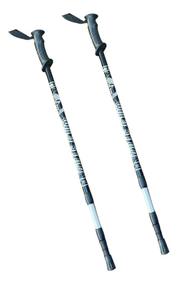 Bastón De Trekking Caminar Senderismo 60cm 135cm Antishock Negro y Gris X Unidad
