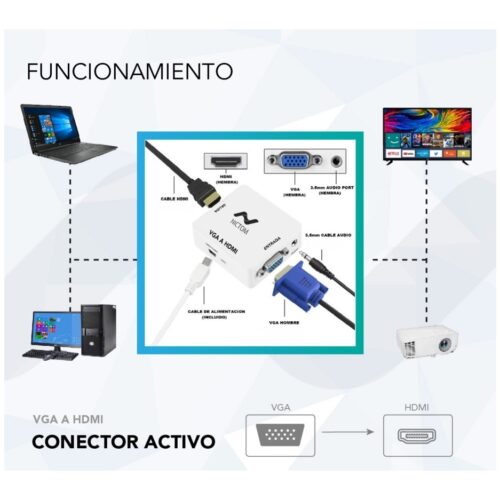 Conversor Adaptador Vga A Hdmi Nictom Activo