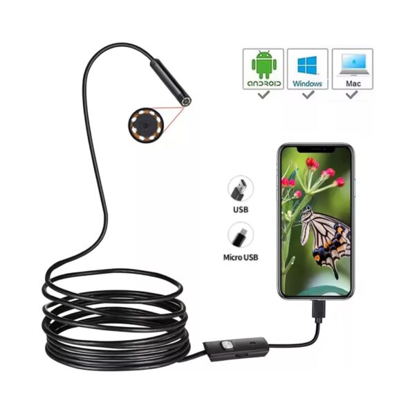 Camara Boroscopio Endoscopio 5 Metros 5.5 Mm Microusb Usb Tipo C A Android Celular Pc