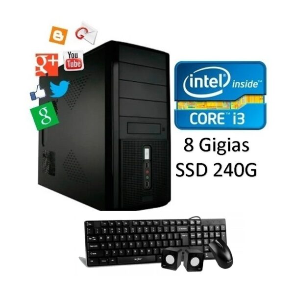 Pc Armada Mother MV-H61 Micro Intel I3 Memoria 8G Ssd 240G Kit de Regalo