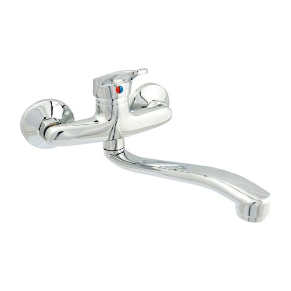 r201827.jpg Griferia De Cocina Monocomando Pico Largo Pared Grifo Kubel Color Cromado