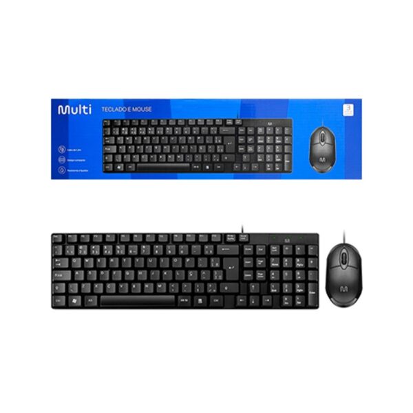 Kit Teclado + Mouse Multilaser TC309 USB Cable Teclado Español Mouse 1200 DPI