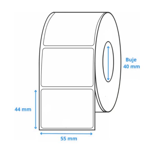 Rollos Etiquetas Térmicas 55 Mm X 44 Mm Autoadhesivas Para Impresoras y Balanzas Buje 40mm
