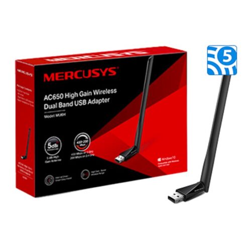 Placa De Red Wifi Usb Mercusys Tl-Mu6H Ac650 200Mpbs 2.4Ghz 433Mbps 5Ghz Dual Band 5Dbi Alta Potencia