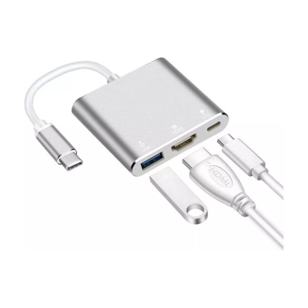 Hub Usb Tipo-C 3 en 1 HDMI USB 3.0 Power Delivery