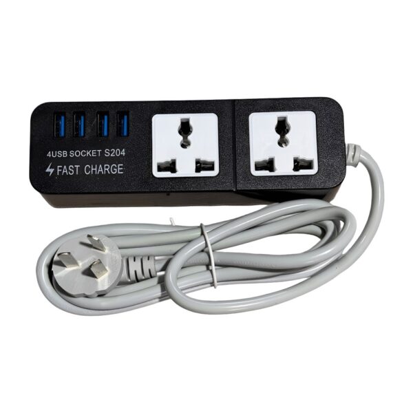 Zapatilla Electrica Alargue Extensor 2 Enchufes 4 Usb 1,8mts