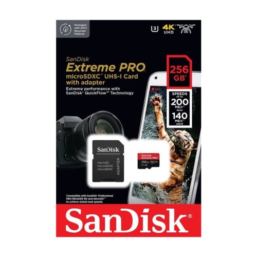 Memoria Sandisk Extreme Pro 256Gb Microsdxc 200Mbs Camaras Celulares Drones 4K Uh