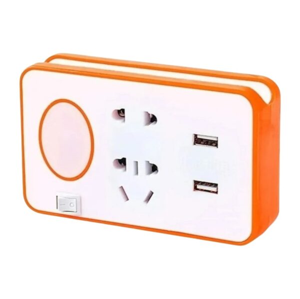 Adaptador Zapatilla de 3 tomas con luz led con usb color variado 10A