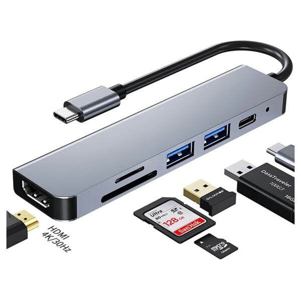 Hub Adaptador Multipuerto 6 en 1 Hdmi Tipo c Mac Ps4 Xbox Pc Android