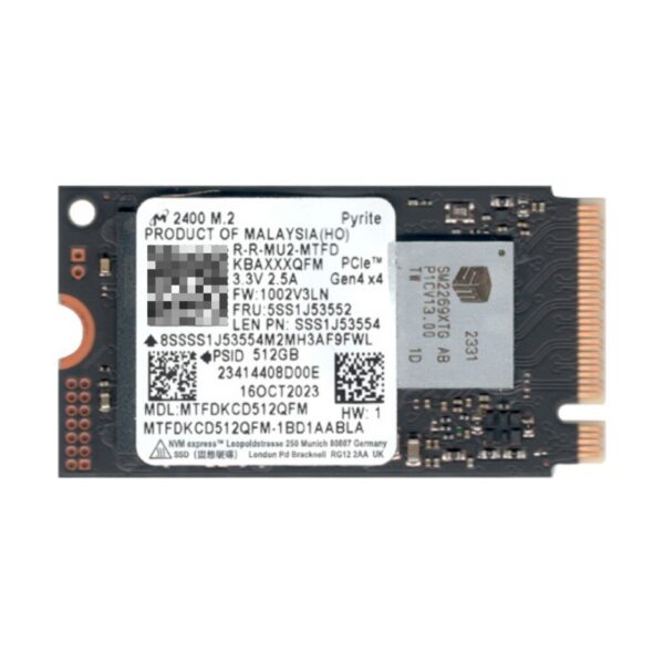 Disco Solido Ssd Micron 2400 512gb M.2 2242 4x4 Oem Color Verde Oscuro M2