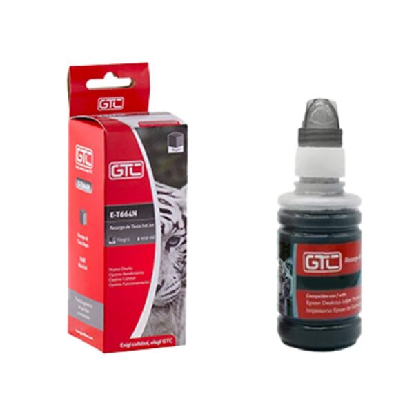 Tinta Alternativa Gtc Epson T664N Botella Recarga Negro 100ml L100 L101 L110 L111