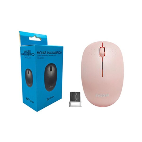 Mouse Inalambrico Noganet NGM-900 Rosa Necesita 2 Pilas AAA No incluidas