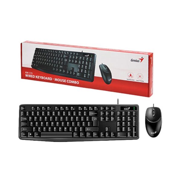 Kit Teclado + Mouse Genius KM-170 USB con Cable Combo Multimedia