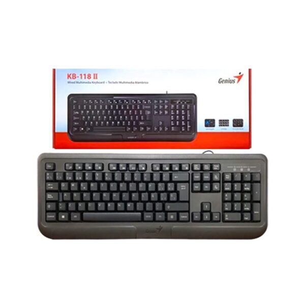 Teclado Genius KB-118 II USB Con Cable Multimedia Español Negro
