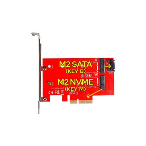 Adaptador Placa PCI-E x4 a 1x M.2 NVMe A PCIE 1x M.2 SATA 3.0 a Puerto Sata