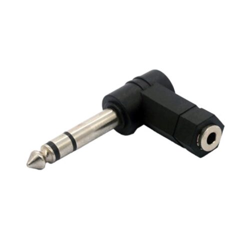 Adaptador Plug 6.5 mm Macho a Plug 3.5 mm Hembra en L (90°)