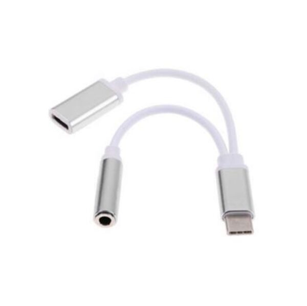 Adaptador USB Tipo C a Jack 3.5mm + Carga USB Tipo C (sin micrófono)