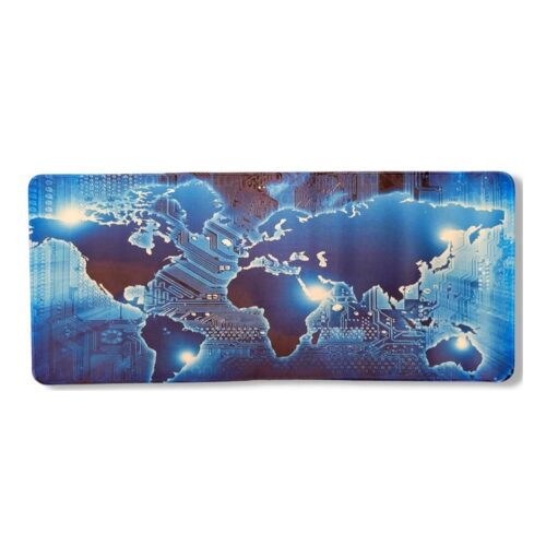 Mouse Pad Mapamundi Blue Azul Antideslizante Bordes Cosidos Lavable Mundo Mousepad 70 x 30 cm