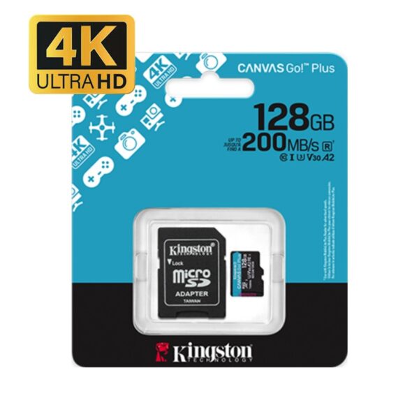 Memoria Microsd Kingston 128Gb Adaptador SD Canvas Go! Plus 4K 200MB Camara Drones